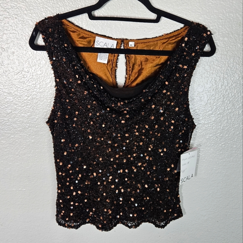 Scala Sequin Beaded Tank Size XL